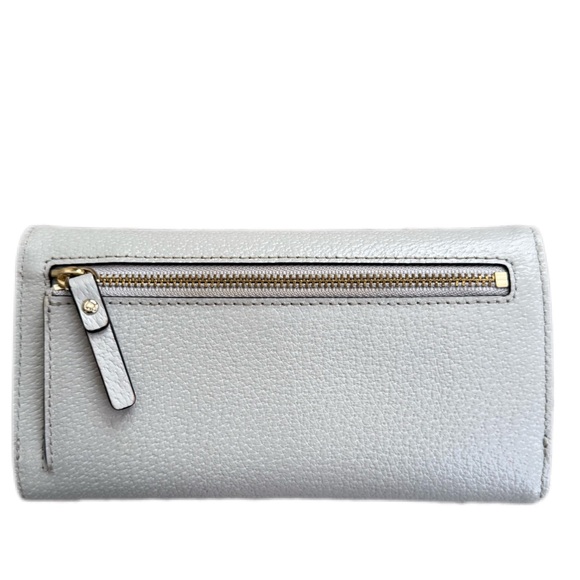 Kate Spade Pebbled gray leather long wallet snap closure zipper pouch embossed - Picture 2 of 12